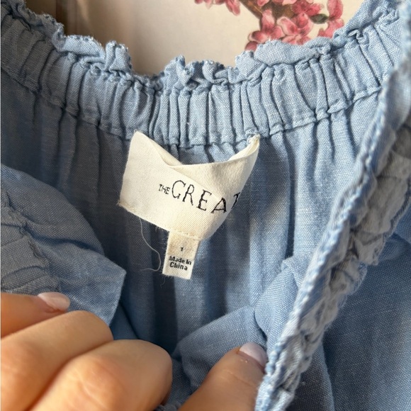 The GREAT. Nightingale Midi Dress in Light Chambray Blue Small - Picture 10 of 11